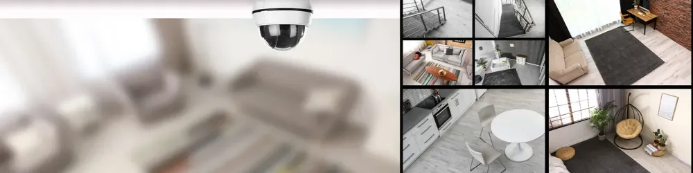 Modern security CCTV camera on white background